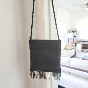 La Regale Small Black Beaded Evening Bag